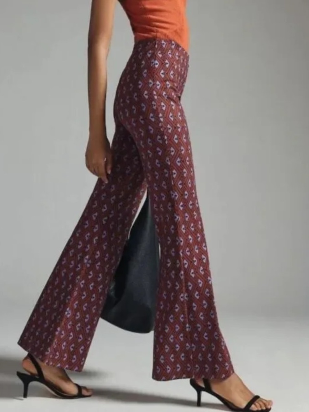 by Anthropologie Joni Printed Flare Leg Stretch Pants Bell Bottom size M